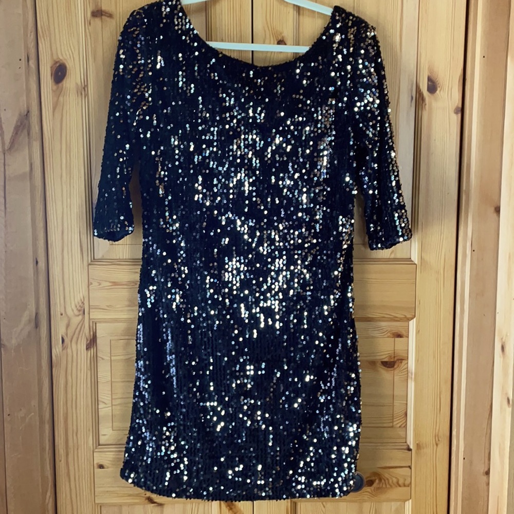 Black sequin mini dress